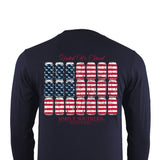 Simply Southern Men's XXL Long Sleeve USA Flag Cans Untied T-Shirt for Men in Blue