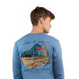 Mens Simply Southern Shirts Long Sleeve Lake Lab T-Shirt for Men in Blue