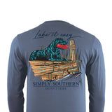 Mens Simply Southern XXL Long Sleeve Lake Lab T-Shirt for Men in Blue