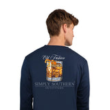 Simply Southern Mens Shirts Long Sleeve Old Fashion Whiskey T-Shirt for Men in Blue