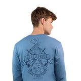 Mens Simply Southern Shirts Long Sleeve Proud Gun Deer T-Shirt for Men in Blue