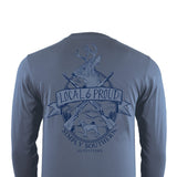 Simply Southern Mens XXL Long Sleeve Proud Gun Deer T-Shirt for Men in Blue