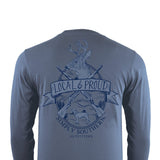 Mens Simply Southern Shirts Long Sleeve Proud Gun Deer T-Shirt for Men in Blue