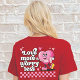 Simply Southern Love More, Worry Less T-Shirt for Women in Red 