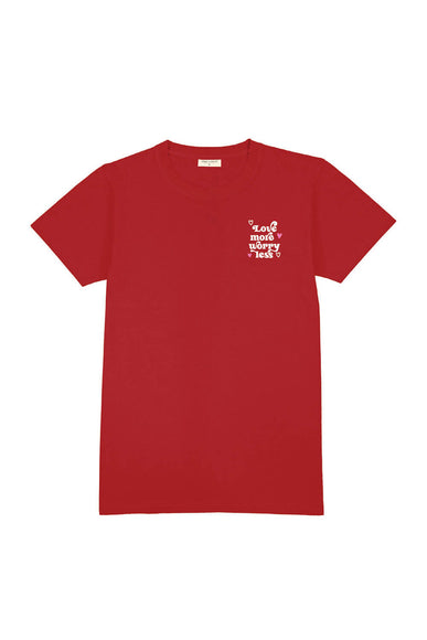 Simply Southern Love More, Worry Less T-Shirt for Women in Red 