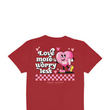 Simply Southern Love More, Worry Less T-Shirt for Women in Red | SS-LOVEMORE-RED