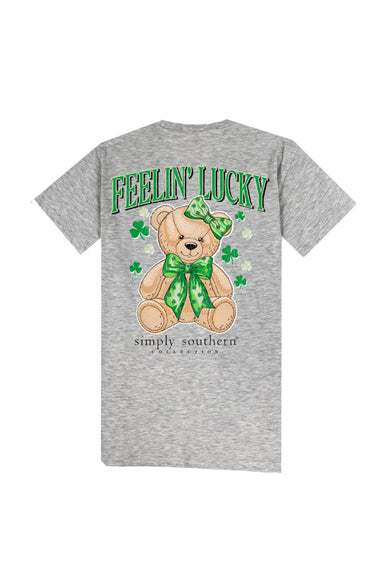 Women's Shirts Simply Southern Lucky Teddy T-shirt for Women in Heather Grey