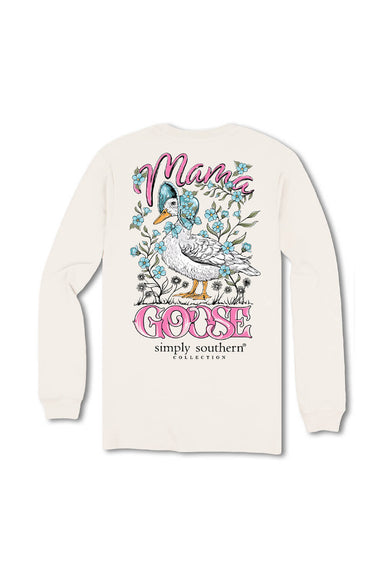 Simply Southern Plus Size Mama Goose Long Sleeve T-shirt for Women in Linen