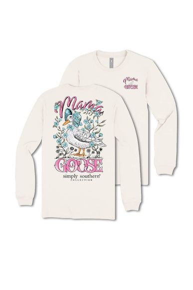 Simply Southern Plus Size Mama Goose Long Sleeve T-shirt for Women in Linen