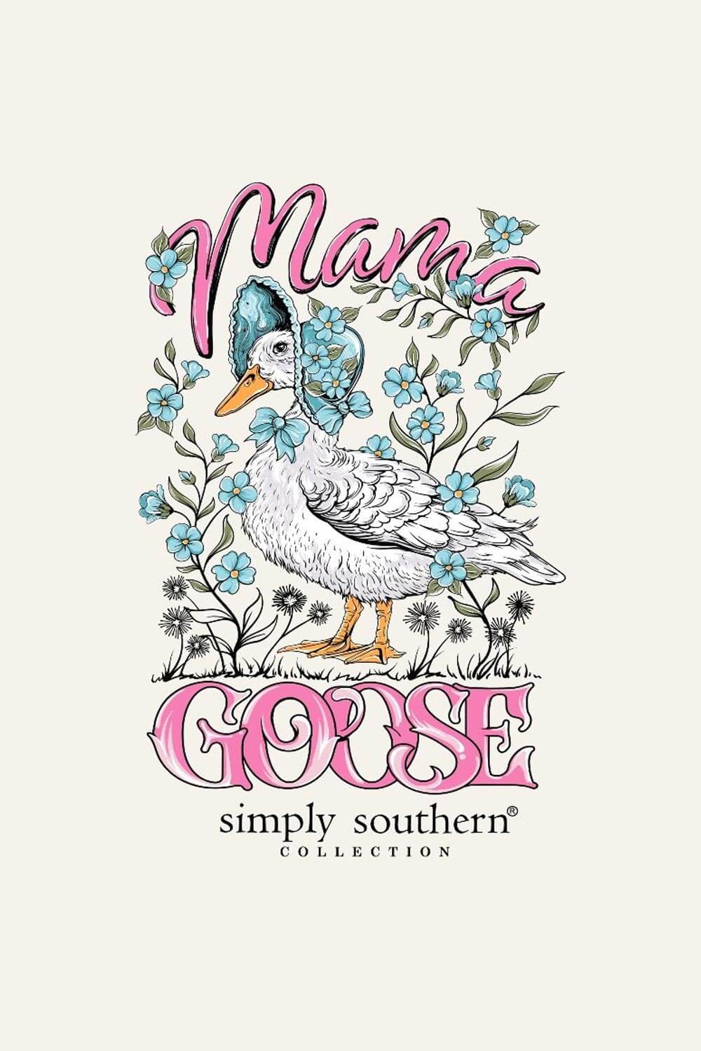 Womens Simply Southern Plus Size Mama Goose Long Sleeve T-shirt for Women in Linen