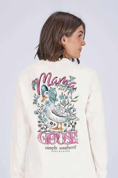 Simply Southern Mama Goose Long Sleeve T-shirt for Women in Linen 