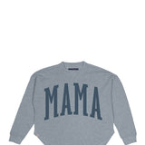 Simply Southern Plus Size Mama Boxy Crewneck Pullover for Women in Blue