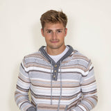 Simply Southern Men's Stripe Hooded Sweater for Men in Grey/Brown 