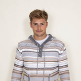 Simply Southern Men's Stripe Hooded Sweater for Men in Grey/Brown 