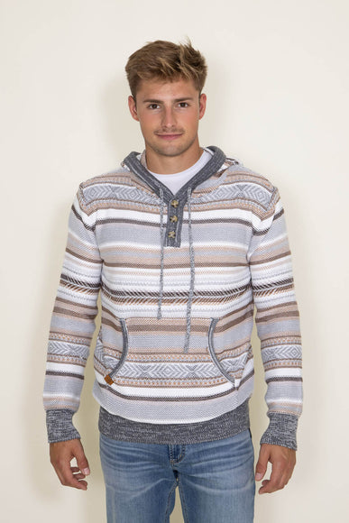 Simply Southern Men's Stripe Hooded Sweater for Men in Grey/Brown 