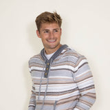 Simply Southern Men's Stripe Hooded Sweater for Men in Grey/Brown 