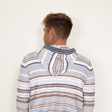 Simply Southern Men's Stripe Hooded Sweater for Men in Grey/Brown 