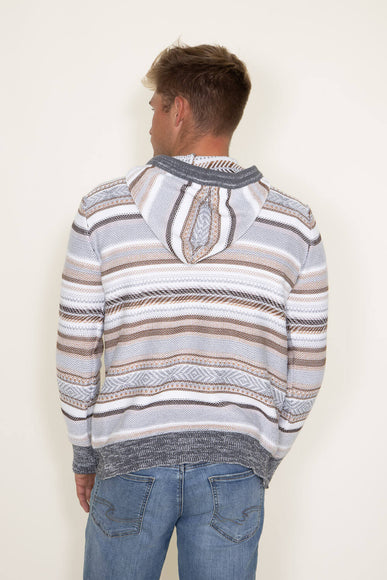 Simply Southern Men's Stripe Hooded Sweater for Men in Grey/Brown 