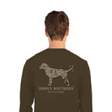 Men's Simply Southern Long Sleeve Camo Dog T-Shirt for Men in Umber