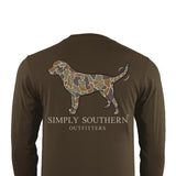 Men's Simply Southern Long Sleeve Camo Dog T-Shirt for Men in Umber