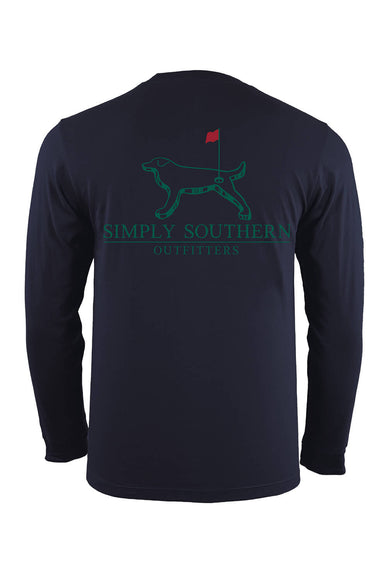 Simply Southern Mens Long Sleeve Golf Dog T-Shirt for Men in Night Sky
