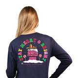 Simply Southern Long Sleeve Merry & Bright T-Shirt for Women in Blue 