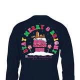 Simply Southern Youth Long Sleeve Merry & Bright T-Shirt for Girls in Blue