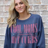 Simply Southern Cool Moms Hit Curbs Fleece Crewneck for Women in Slate