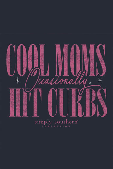 Simply Southern Cool Moms Hit Curbs Fleece Crewneck for Women in Slate