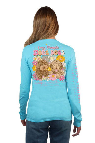 Simply Southern Long Sleeve More Dogs T-Shirt for Women in Pool