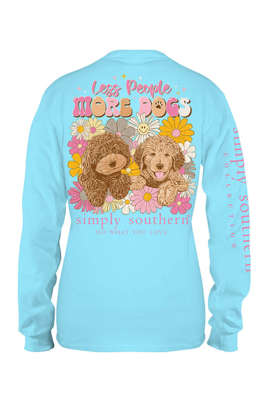 Simply Southern Plus Size Long Sleeve More Dogs T-Shirt for Women in Pool