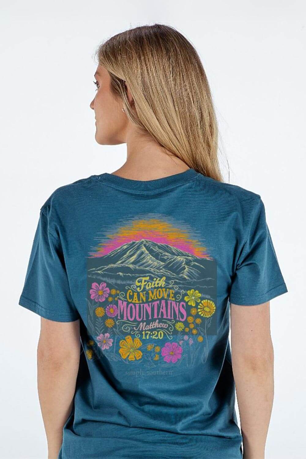 Simply Southern Faith Can Move Mountains T-Shirt for Women in