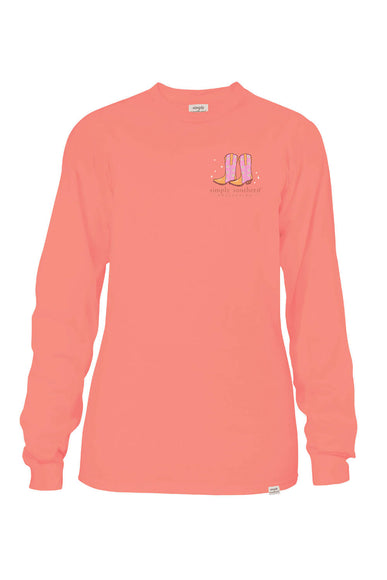 Simply Southern Long Sleeve Take Me To Nashville T-Shirt for Women in Peach