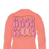 Simply Southern Plus Size Long Sleeve Take Me To Nashville T-Shirt for Women in Peach