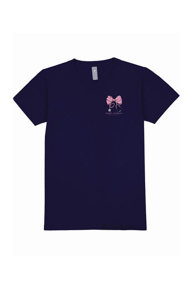 Simply Southern Plus Size Pink Bow Nurse T-Shirt for Women in Navy