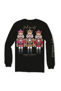 Simply Southern Plus Size Y’all Are Nuts Long Sleeve T-Shirt for Women in Black