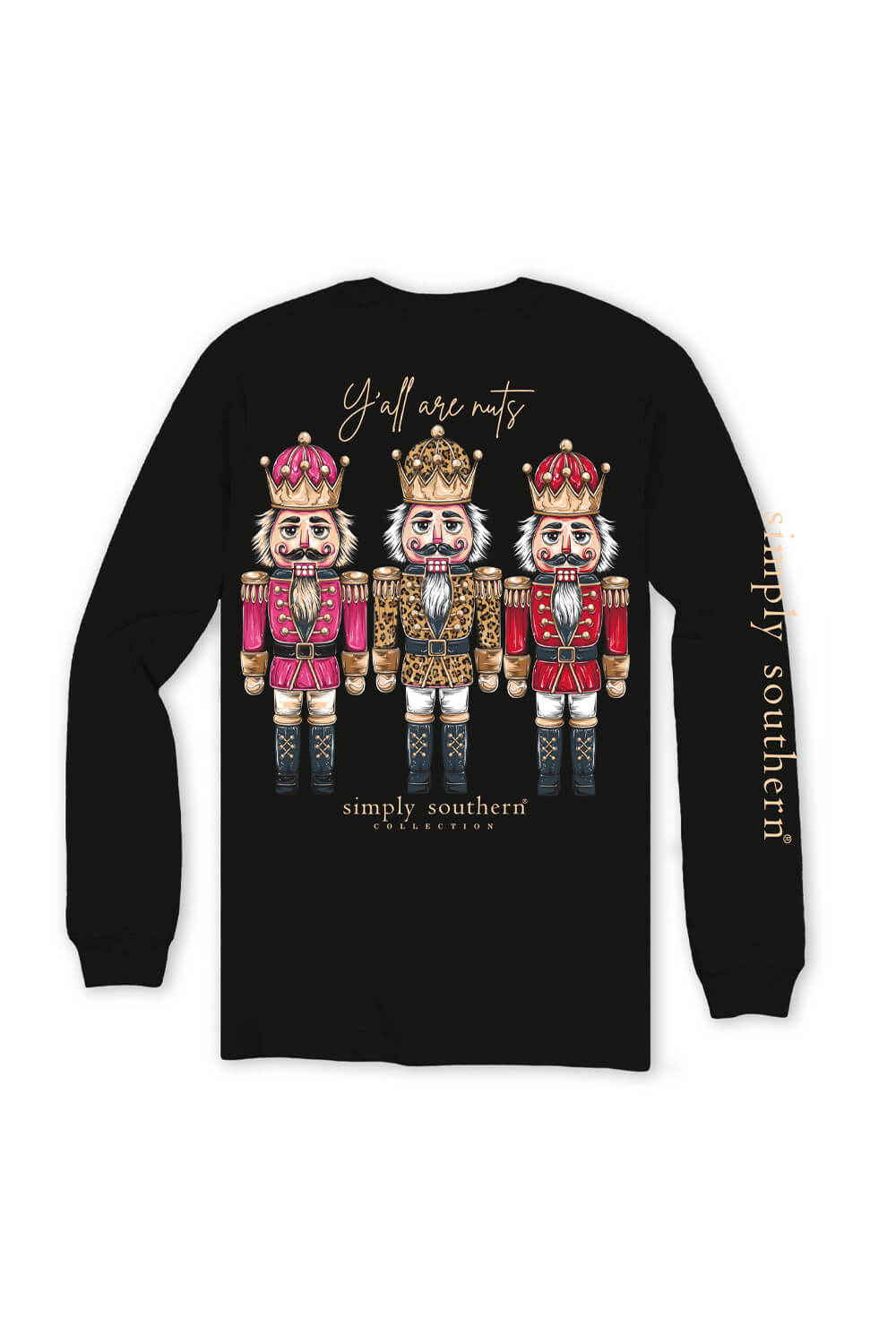 Simply Southern Plus Size Y’all Are Nuts Long Sleeve T-Shirt for Women in Black