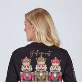Simply Southern Y’all Are Nuts Long Sleeve T-Shirt for Women in Blac