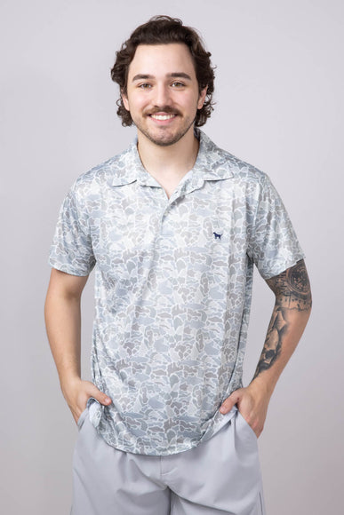 Mens Simply Southern Camo Print Polo for Men in Green