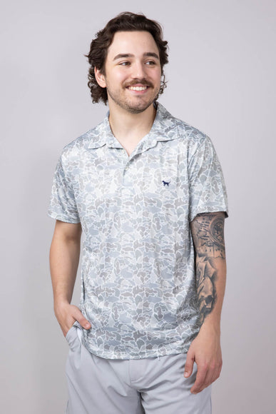Mens Simply Southern Camo Print Polo for Men in Green