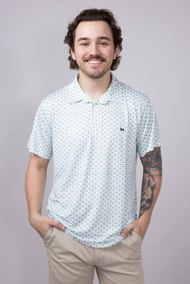 Mens Simply Southern Golf Print Polo for Men in Green