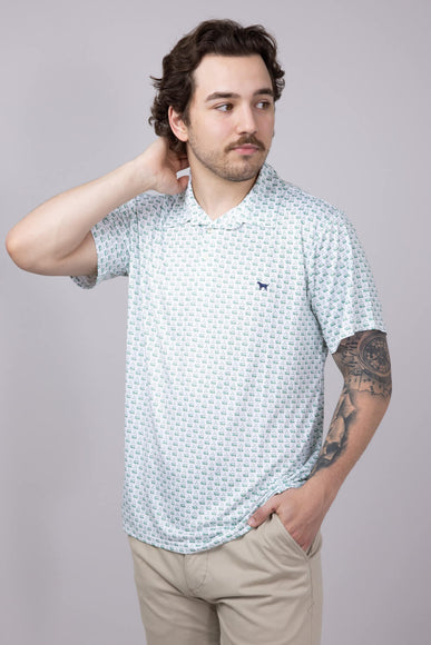 Mens Simply Southern Golf Print Polo for Men in Green