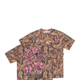 Simply Southern Plus Size Camo Pink Bow T-Shirt for Women in Brown