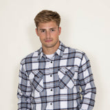 Men's Simply Southern Plaid Flannel Shirt for Men in White 