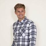 Men's Simply Southern Plaid Flannel Shirt for Men in White 