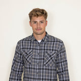 Simply Southern Mens Shirts Plaid Flannel Shirt for Men in Grey