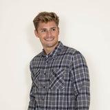 Simply Southern Mens Shirts Plaid Flannel Shirt for Men in Grey