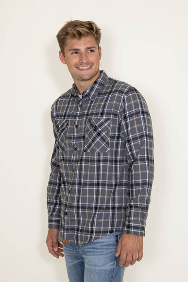 Simply Southern Mens Shirts Plaid Flannel Shirt for Men in Grey