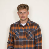 Simply Southern Mens Plaid Flannel Shirt for Men in Multi Orange