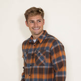 Simply Southern Mens Plaid Flannel Shirt for Men in Multi Orange